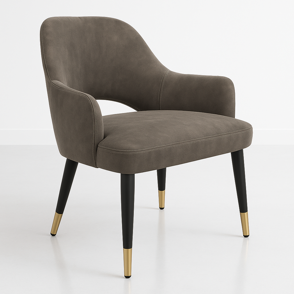 Durafurn BonBon Armchair - Metal Black Legs with Brass Tips