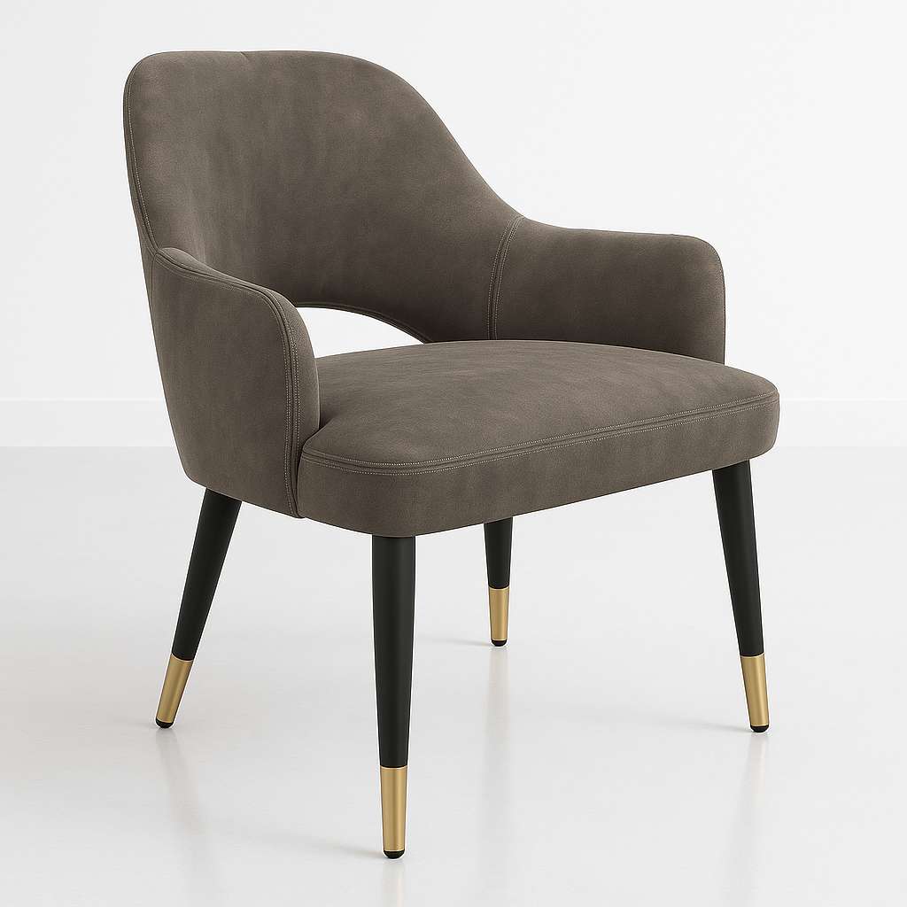 Durafurn BonBon Armchair - Metal Black Legs with Brass Tips