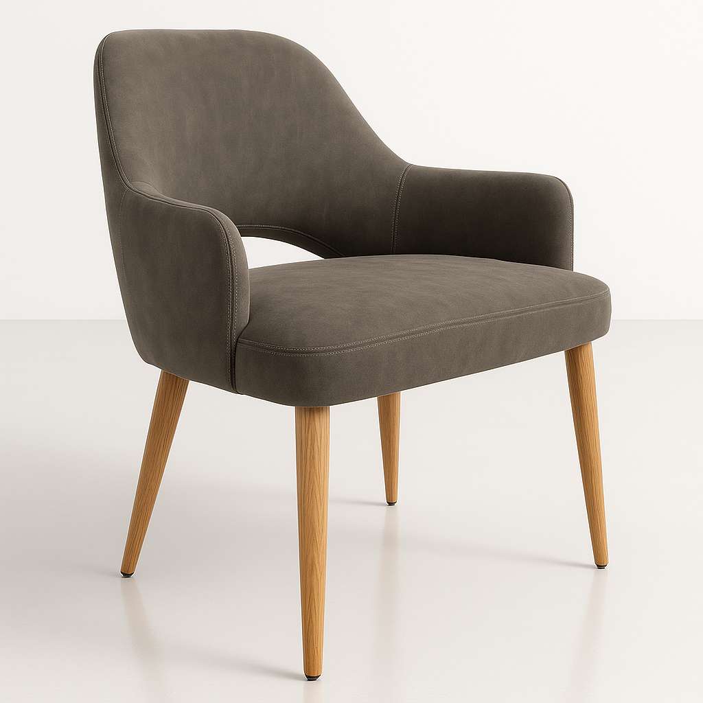 Durafurn BonBon Armchair - Metal Timber Image Base - Natural Oak