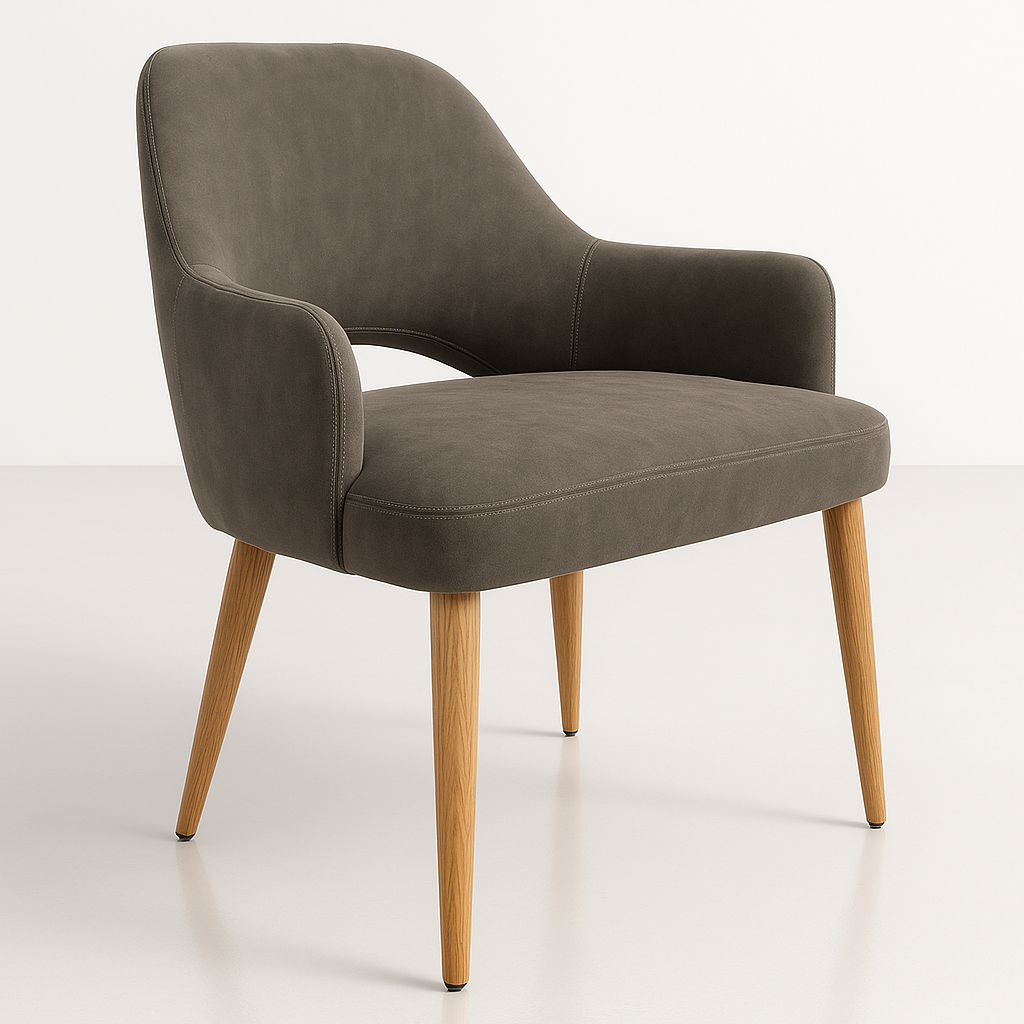 Durafurn BonBon Armchair - Metal Timber Image Base - Natural Oak