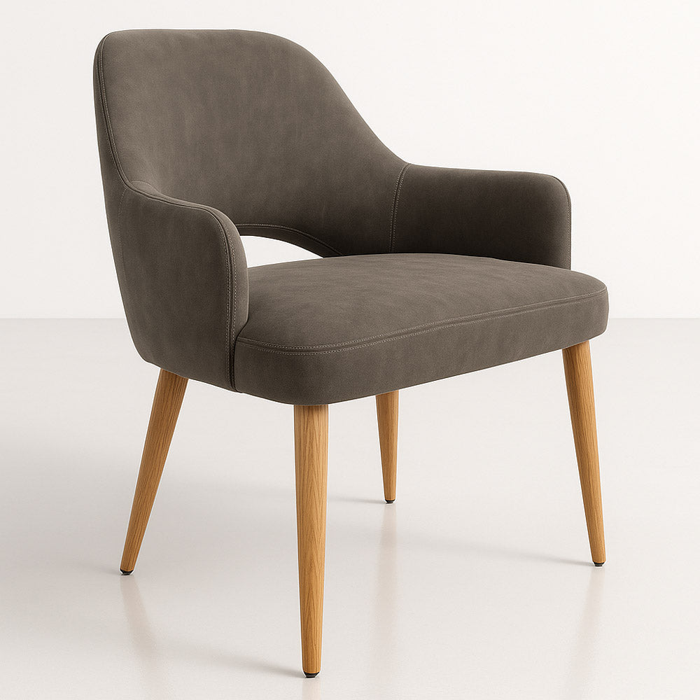 Durafurn BonBon Armchair - Metal Timber Image Base - Natural Oak