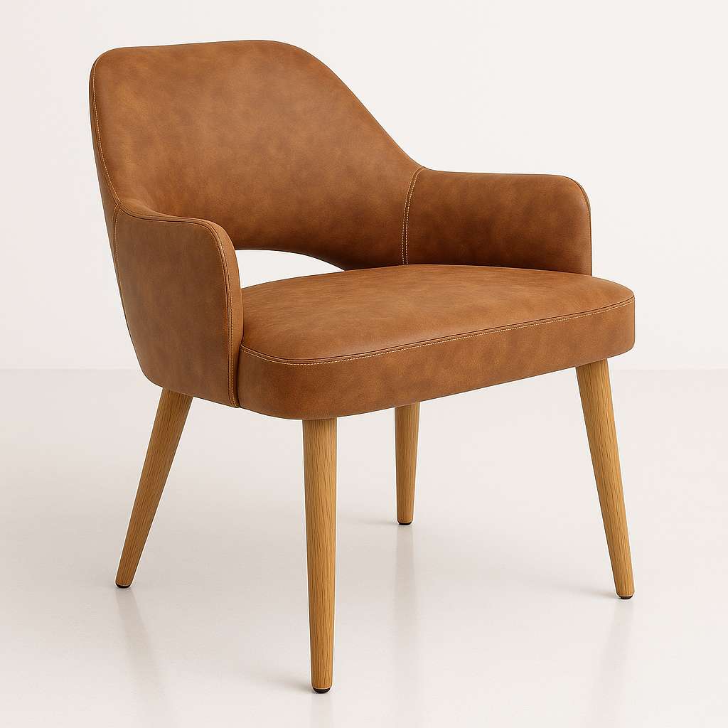 Durafurn BonBon Armchair - Metal Timber Image Base - Natural Oak