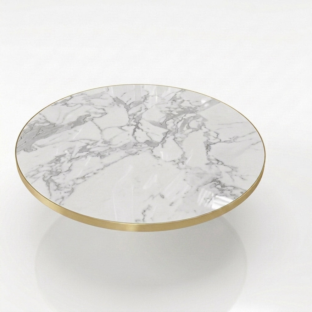 Aluminium Edged Sintered Stone Tabletop - Muse White