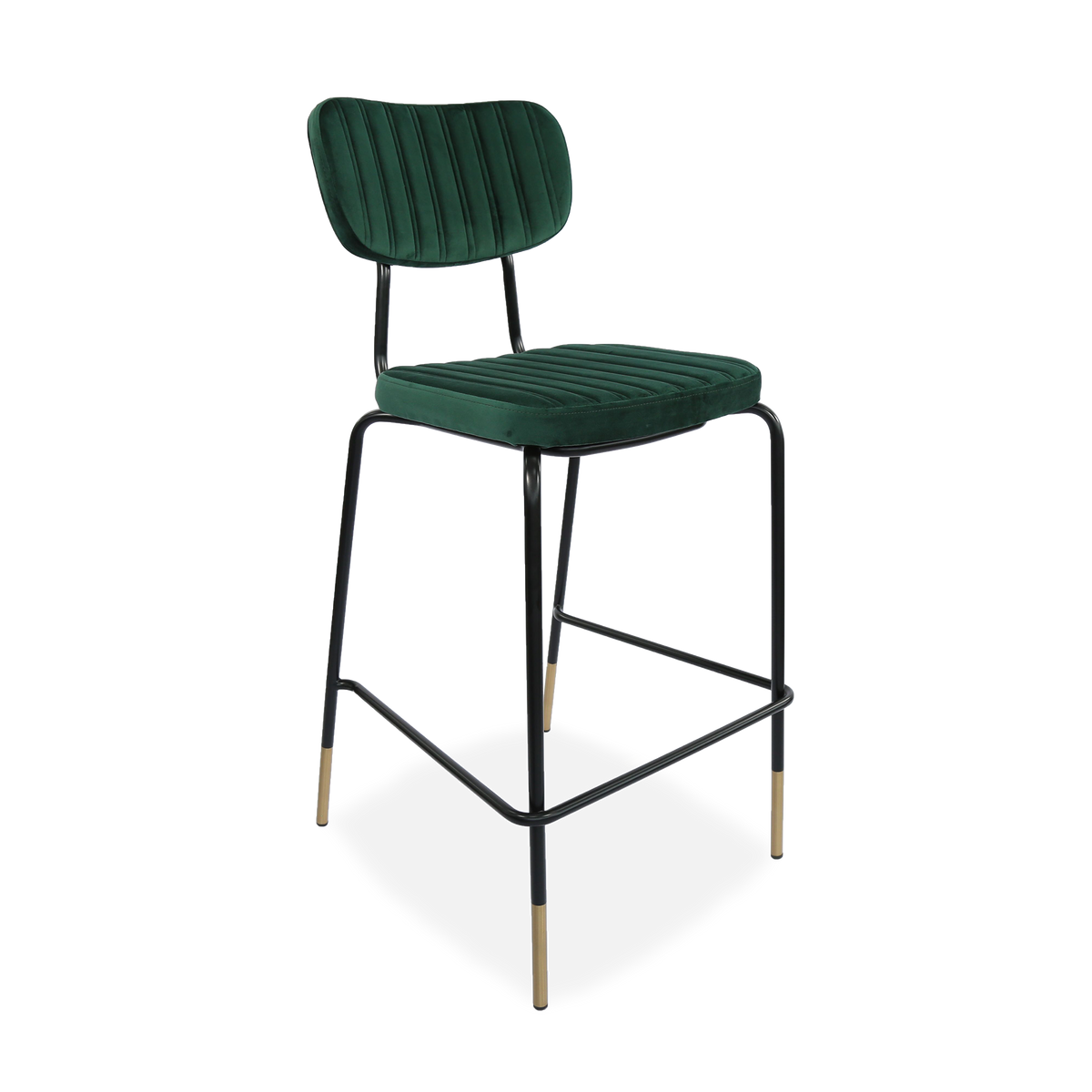 Durafurn Tiramisu Barstool - Black Frame with Brass Tip / Upholstered