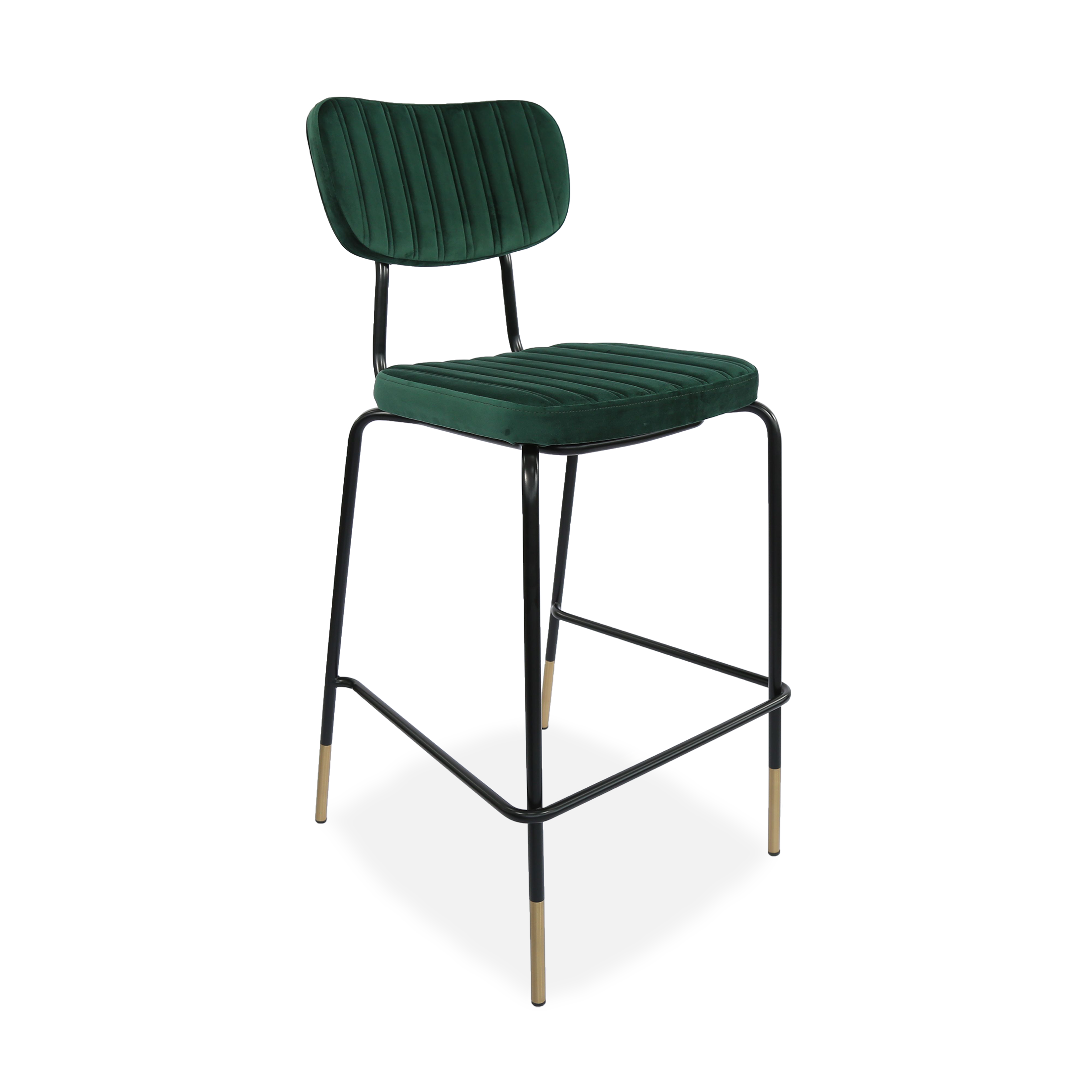 Durafurn Tiramisu Barstool - Black Frame with Brass Tip / Upholstered