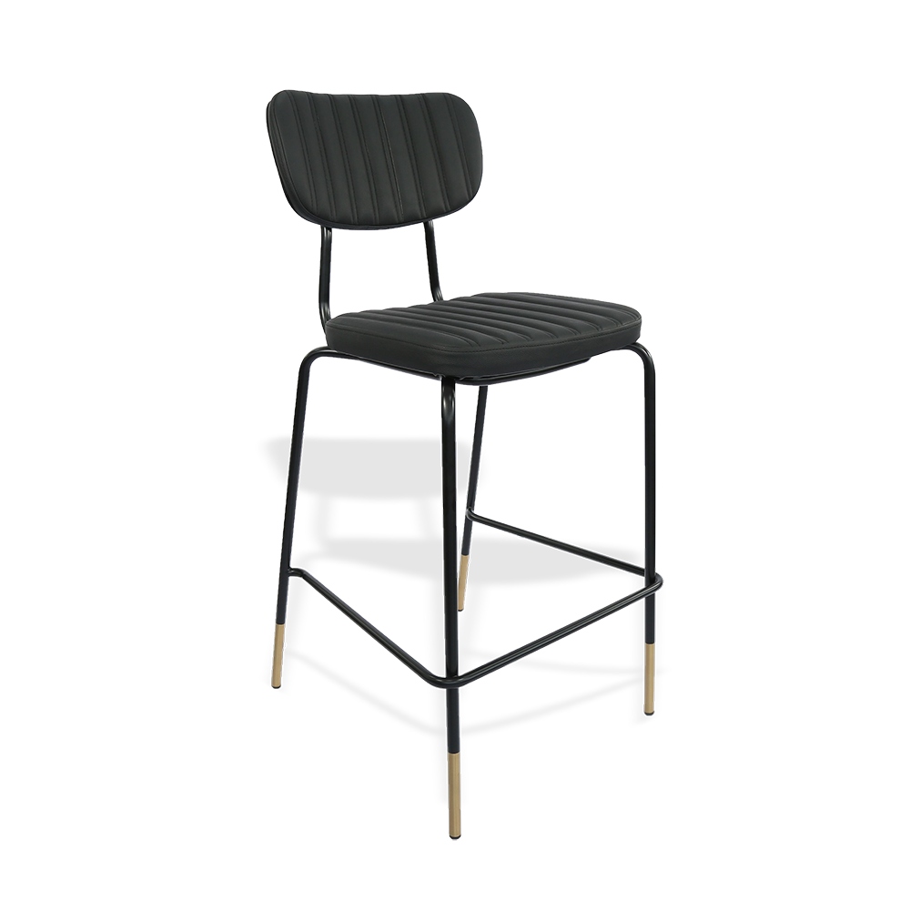 Durafurn Tiramisu Barstool - Black Frame with Brass Tip / Upholstered