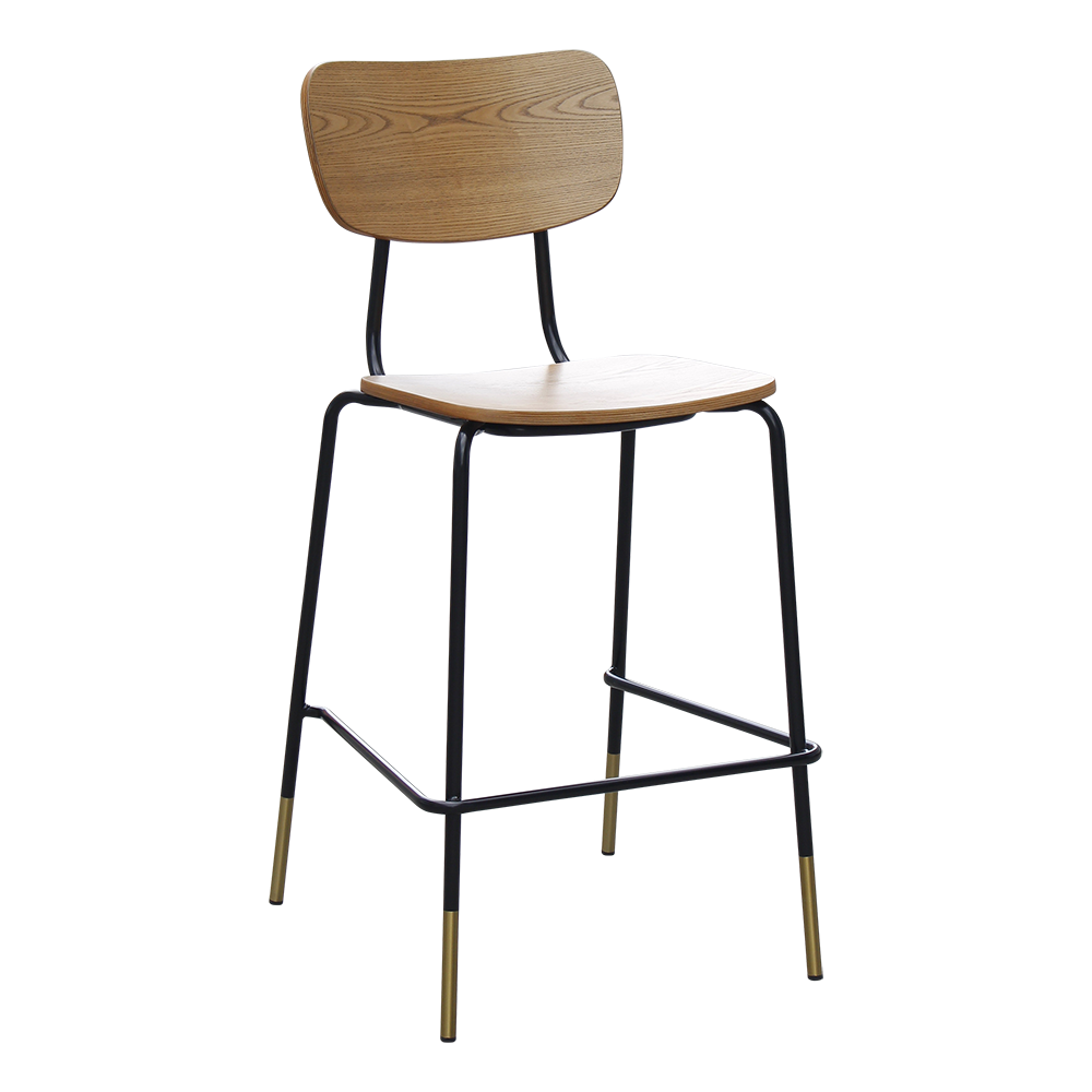 Durafurn Tiramisu Barstool - Black Frame with Brass Tip / Ply