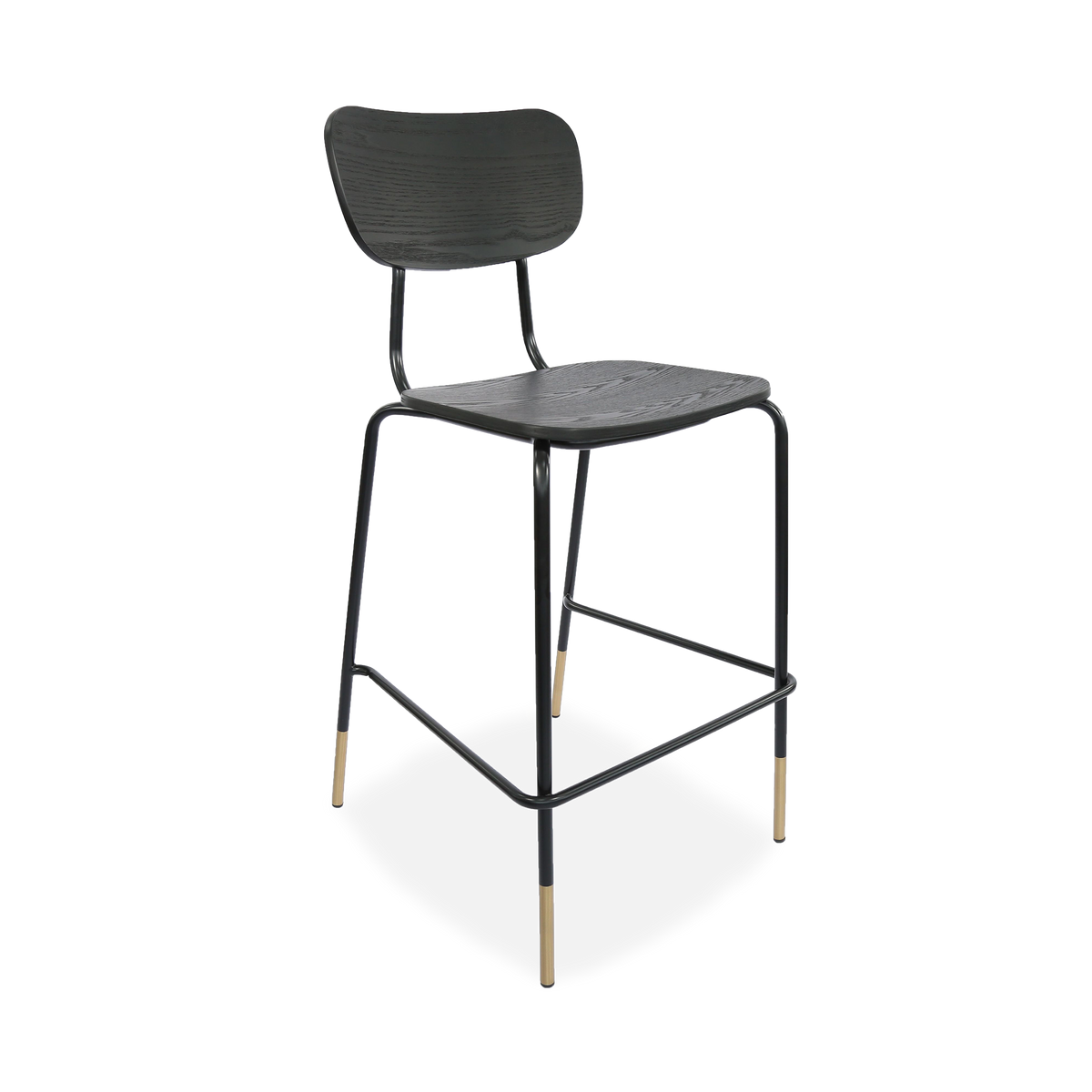 Durafurn Tiramisu Barstool - Black Frame with Brass Tip / Ply