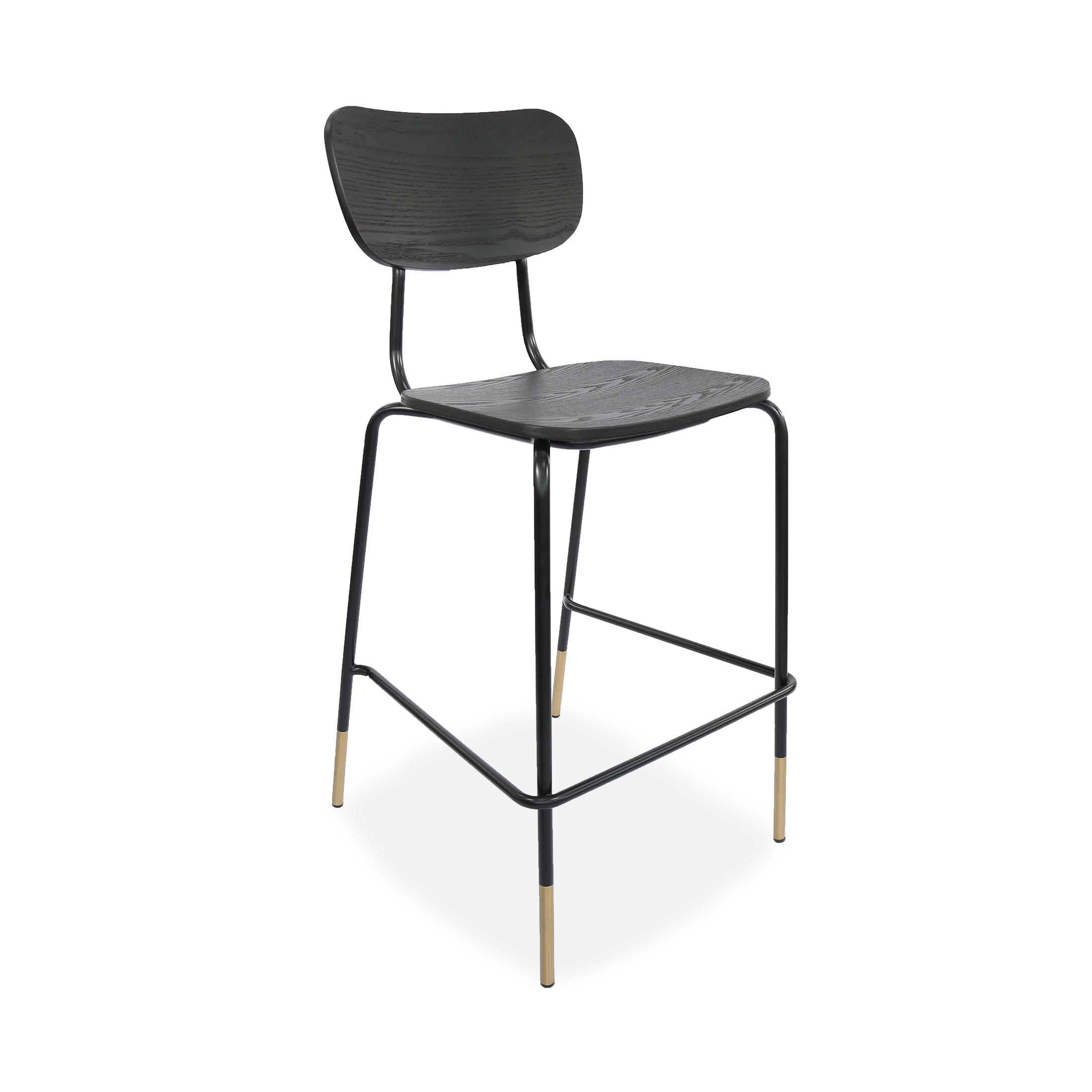 Durafurn Tiramisu Barstool - Black Frame with Brass Tip / Ply