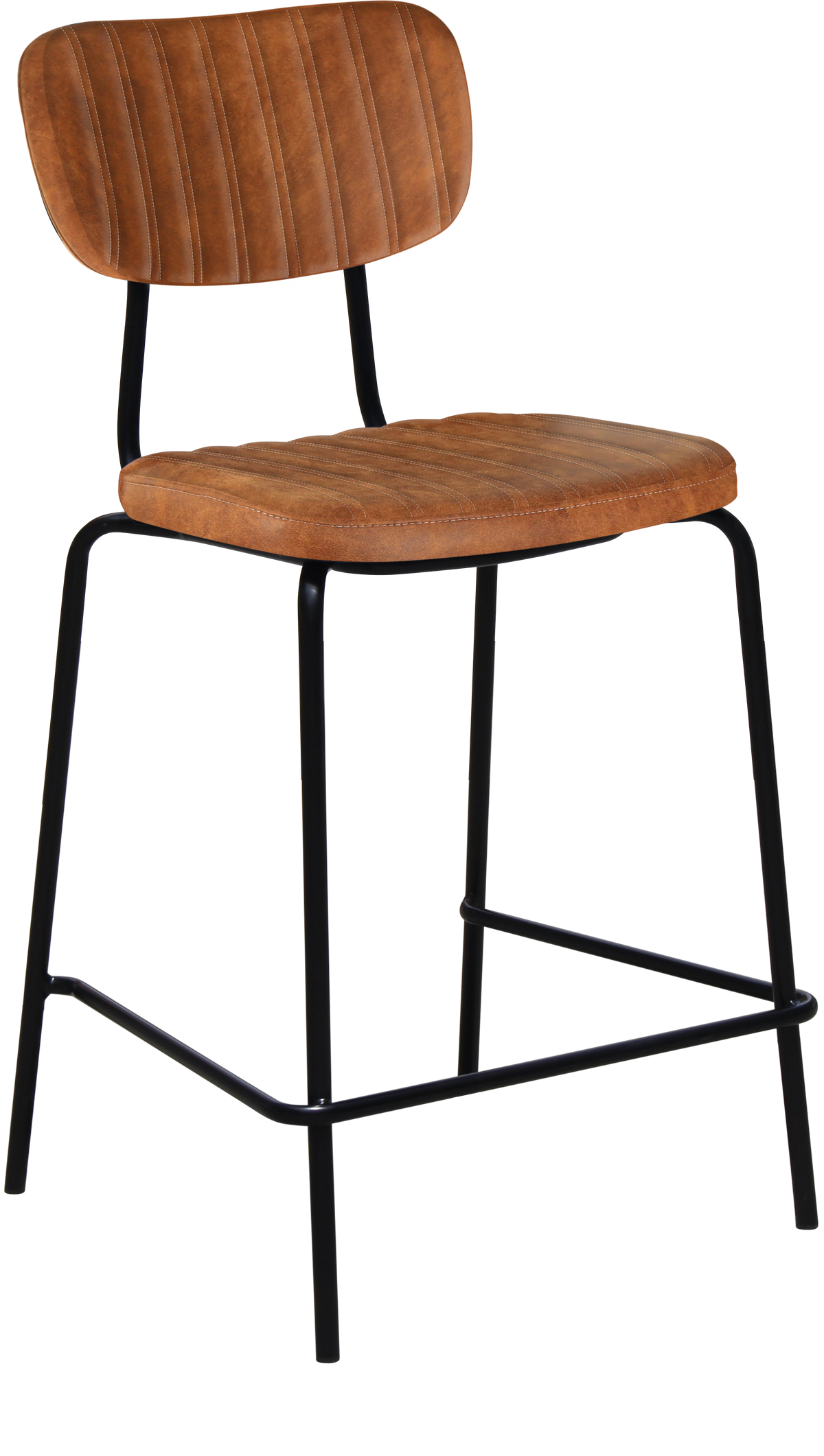 Tiramisu 650mm Barstool - Black Frame with Tan Fabric Seat & Back Rest