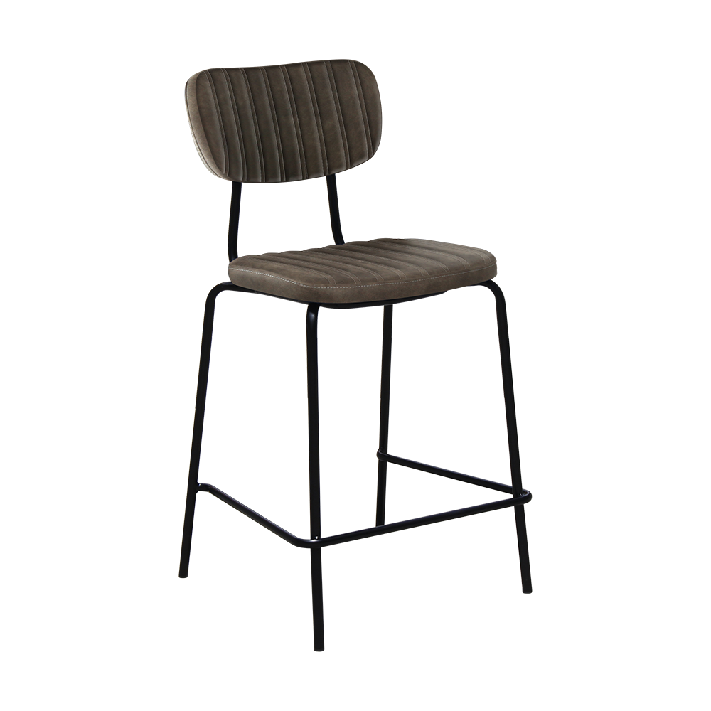 Tiramisu 650mm Barstool - Black Frame with Charcoal Fabric Seat & Back Rest